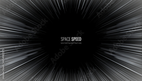 Comic line effect for anime. Background explosion of radial lines and movement for comics. Black and white manga speed frame vector illustration