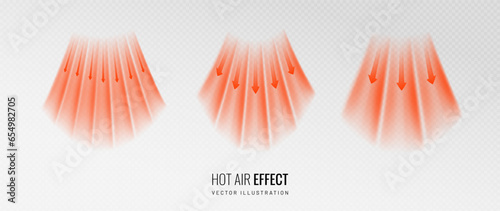 Hot air flow effect icon on transparent background. Warm air element for heater. Gradient curve line - vector illustration.