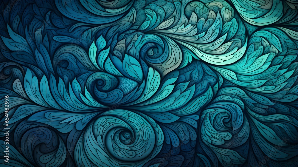 Abstract Background of intricate Patterns in cyan Colors. Antique Wallpaper Abstract Background of intricate Patterns in cyan Colors. Antique Wallpaper