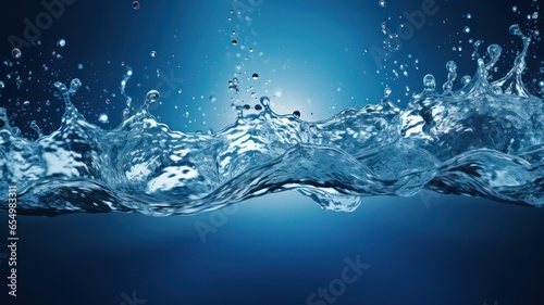 Splashing water on blue background created with Generative AI