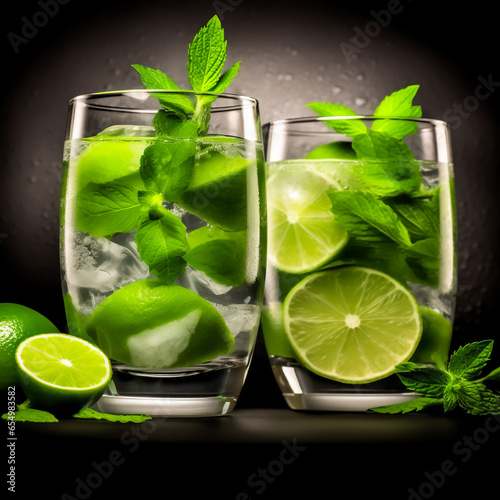 Image of glasses with alcoholic drink mahito