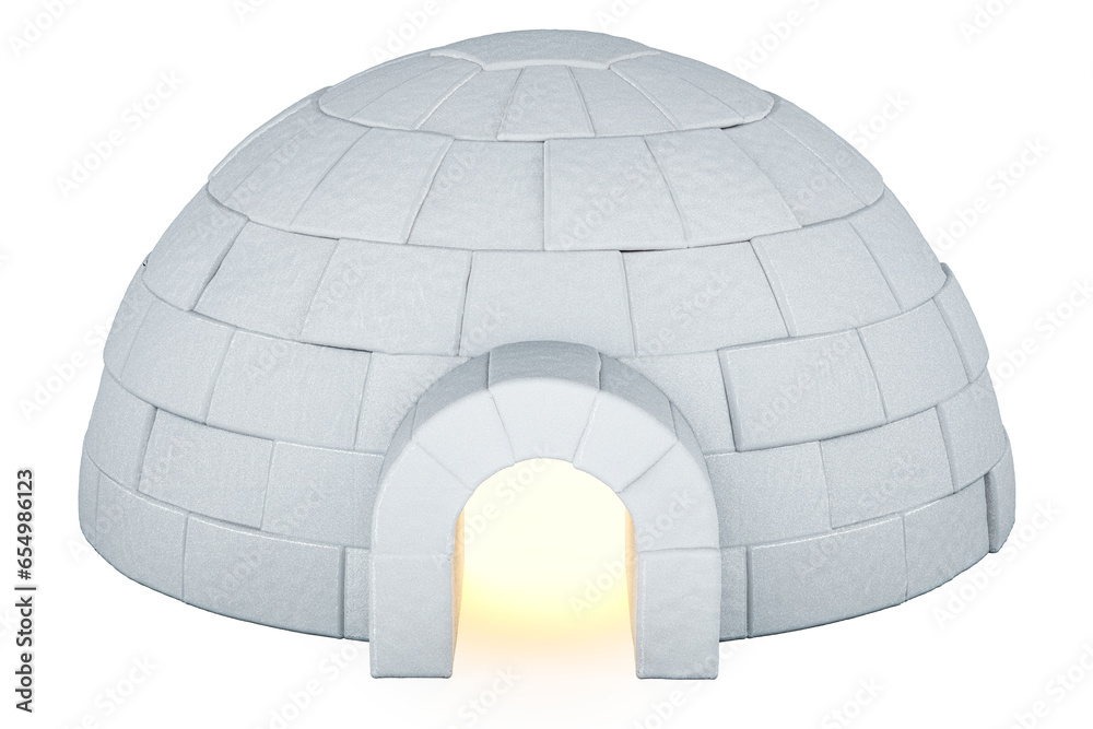 Igloo, front view. 3D rendering isolated on transparent background - obrazy, fototapety, plakaty 