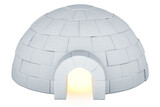 Igloo, front view. 3D rendering isolated on transparent background