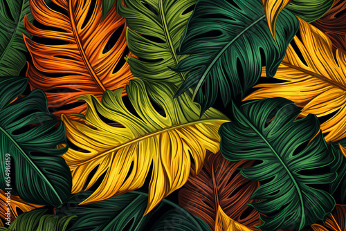Tropical palm leaf pattern background