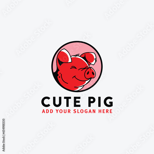 cute pig logo design vector