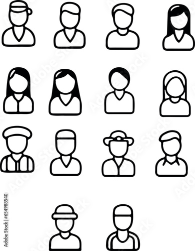 Beautiful face line icons woman man vector
