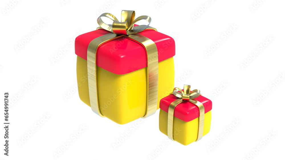 yellow gift Box with golden ribbon and bow isolated 3d render illustration yellow gift Box with golden ribbon and bow isolated 3d render illustration