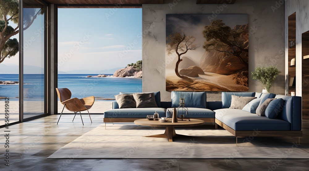 Fototapeta premium Ocean view room, generative AI