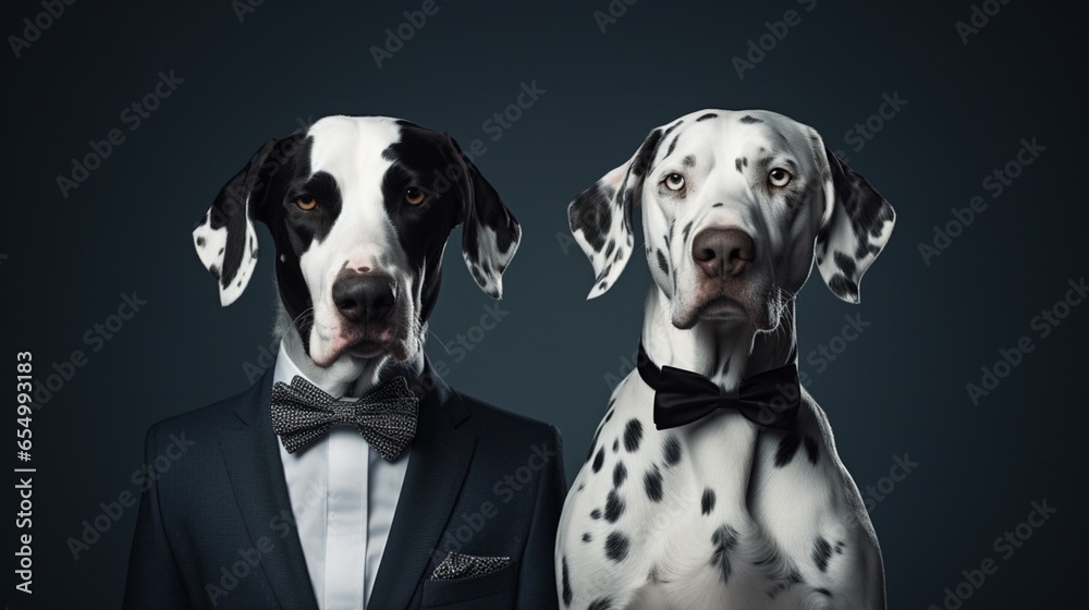 dogs with whites background in Dadaism style