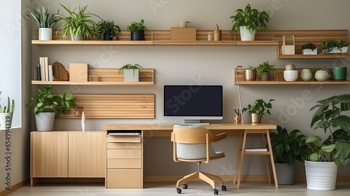 Minimalist home office design with sleek furniture © Stefan95