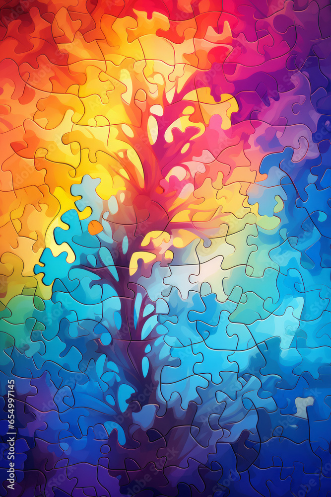 Fototapeta premium Vibrant image of an abstract puzzle background
