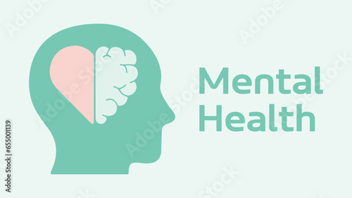 Wallpaper Mural Mental Health World Day. Healthy, wellness, emotions, feelings, wellbeing. Medicine, psychology, psychiatry. Vector, illustration, icon. Heart, brain, head, body, people, human Torontodigital.ca