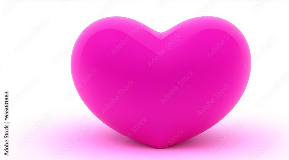 3D pink heart on white background