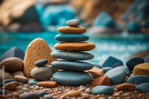 Stacked stones of different size kept in balance