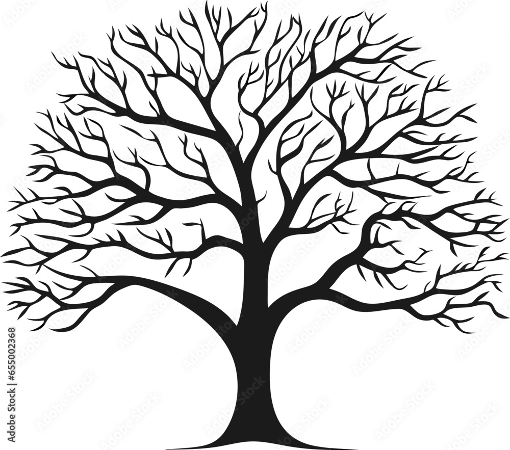 Tree silhouette icon. Flat vector illustration in black on white background. EPS 10