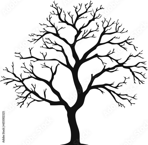Silhouette of a tree, branches. Vector illustration