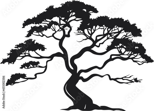 Tree silhouette icon. Flat vector illustration in black on white background. EPS 10