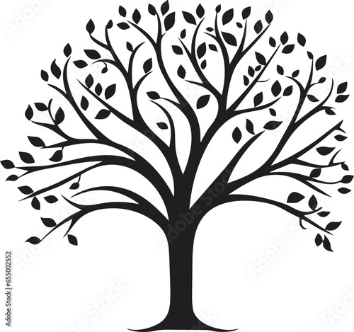 Black tree silhouette - Vector illustration
