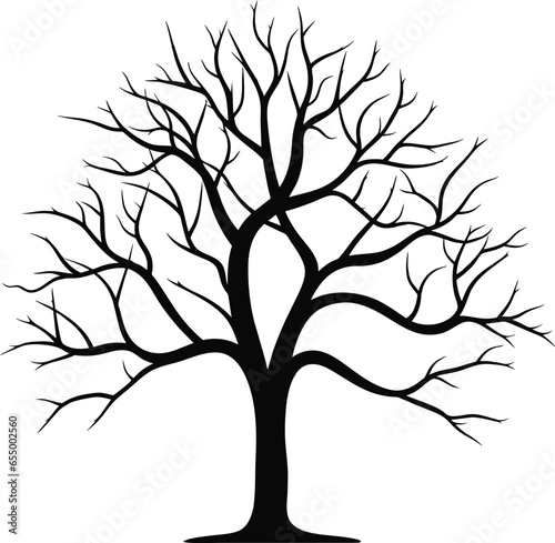 Tree silhouette isolated on white background