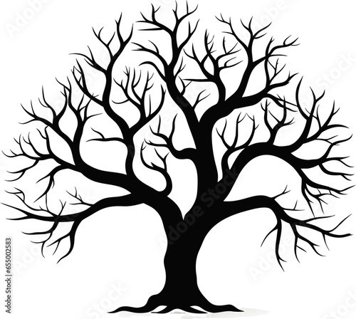 Outlines of trees for the website  for printing. Vector graphics.