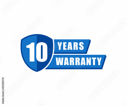 10 year warranty label stamp, Ten label vector