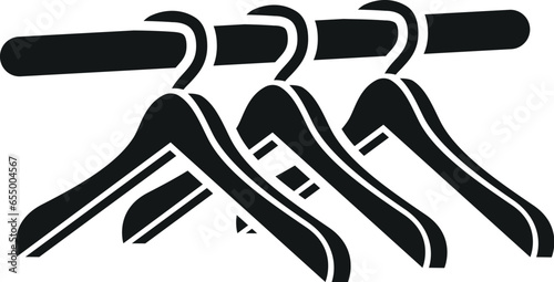 Cartoon Black and White Illustration Vector Of Coat Hangers On A Bar