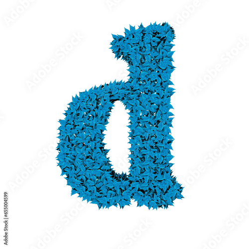 Symbol from blue leaves. letter d