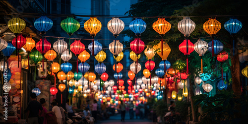 Lantern festival in vietnam hoi an stock photo Generative Ai photo