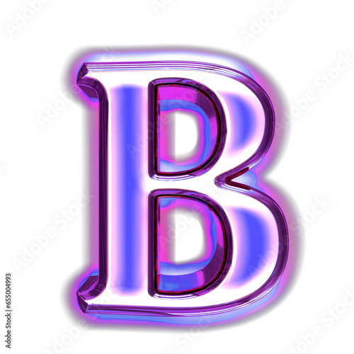 Blue symbol in a purple frame with glow. letter b