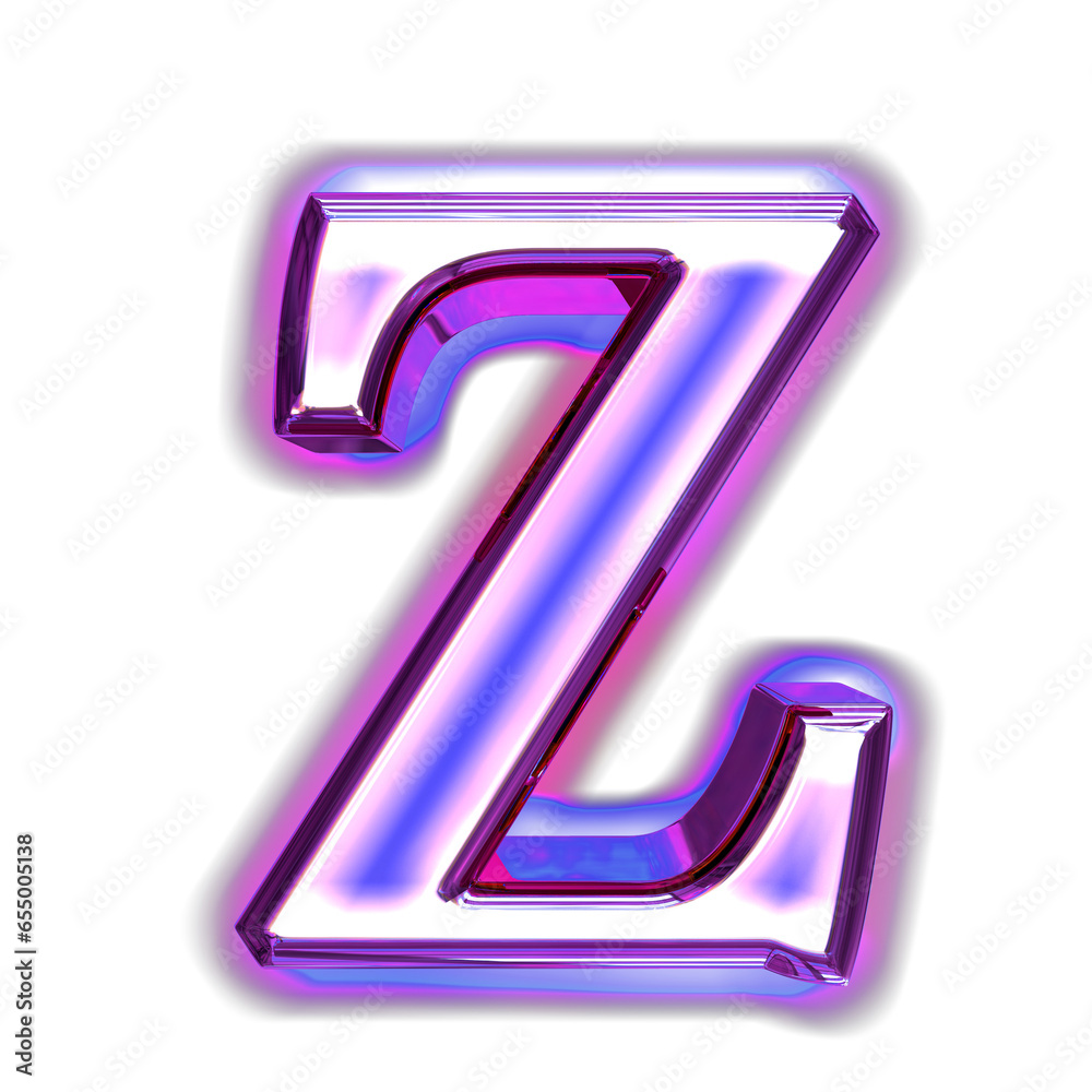 Blue symbol in a purple frame with glow. letter z Blue symbol in a purple frame with glow. letter z