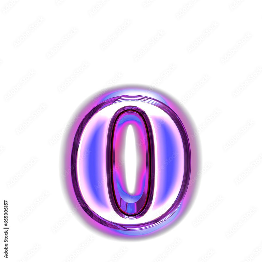 Blue symbol in a purple frame with glow. letter o Blue symbol in a purple frame with glow. letter o