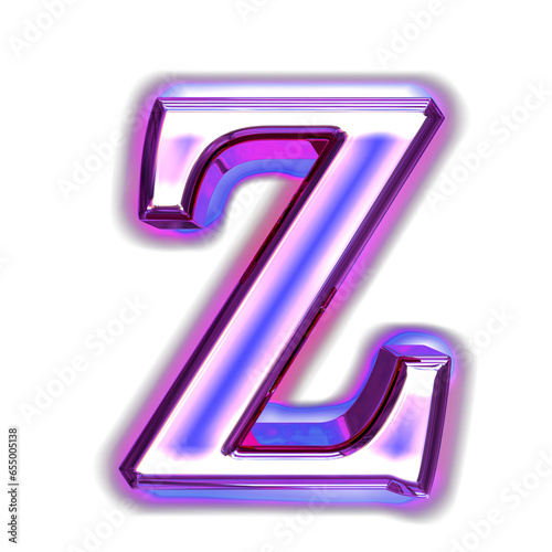 Blue symbol in a purple frame with glow. letter z