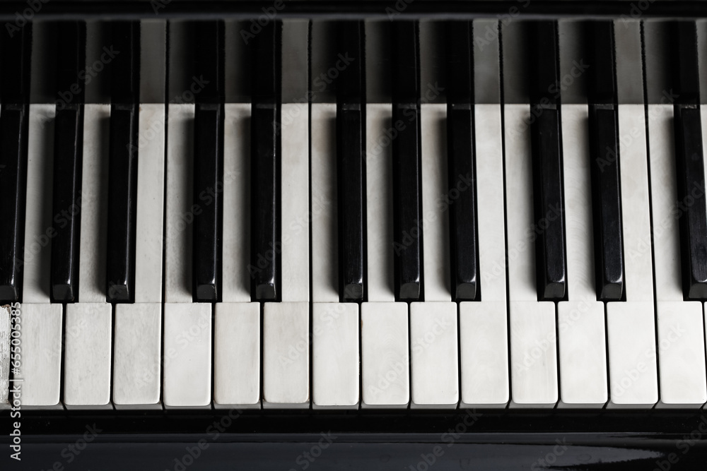 Keys of classic grand piano, closeup Keys of classic grand piano, closeup
