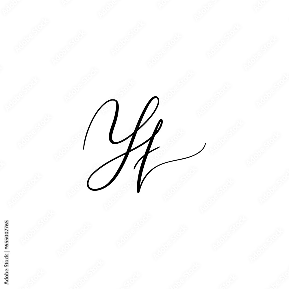 Obraz premium Yt handwritten logo, Y t signature initials, letter Y and t monogram logo template
