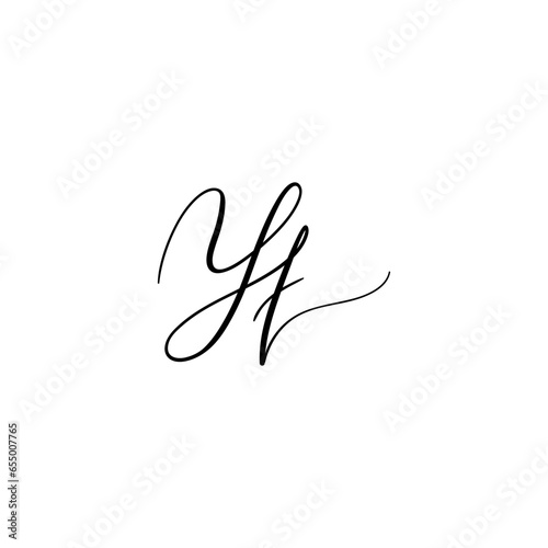 Yt handwritten logo, Y t signature initials, letter Y and t monogram logo template