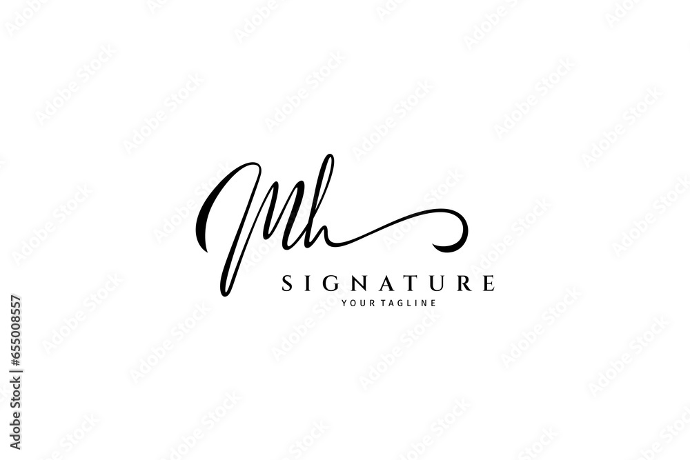 Initial letter mh handwritten logo. Handwritten alphabet in logo template. Letters and Alphabet for your logo design.