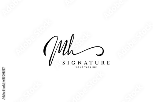 Initial letter mh handwritten logo. Handwritten alphabet in logo template. Letters and Alphabet for your logo design.