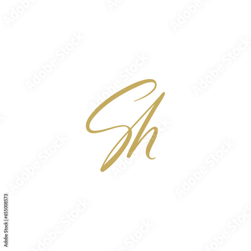 SH initial signature logo. Handwriting logo template vector