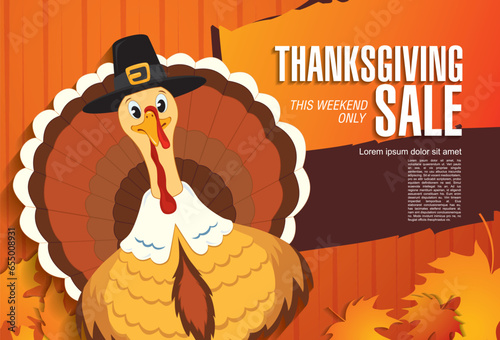 thanksgiving day sale banner laout, greeting card, vector illustration photo