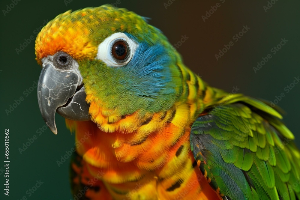 Description of a colorful small parrot native to South America. Generative AI