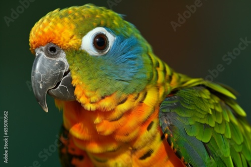 Description of a colorful small parrot native to South America. Generative AI