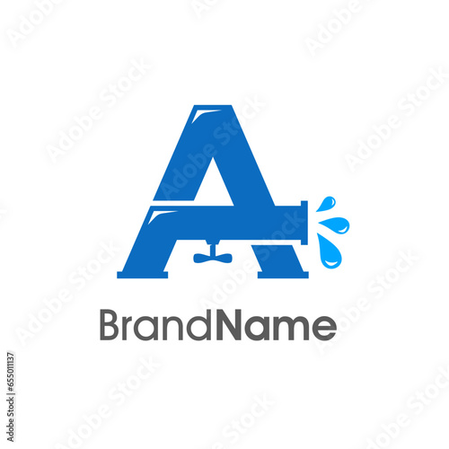 Modern Initial A Pipe and Water Logo