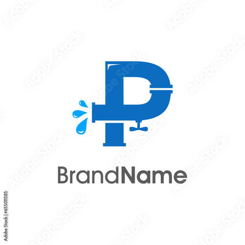 Modern Initial P Pipe and Water Logo
