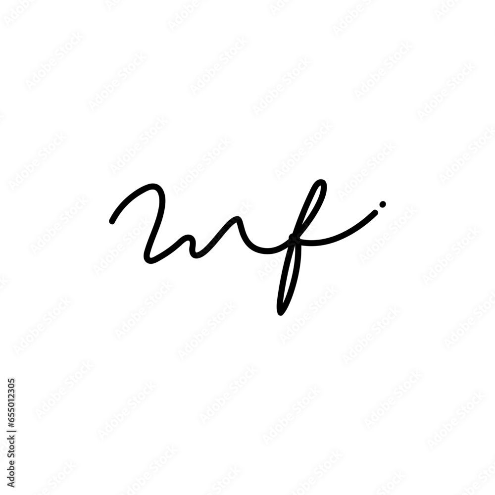 mf initial letter signature logo. Handwritten m f monogram logo template