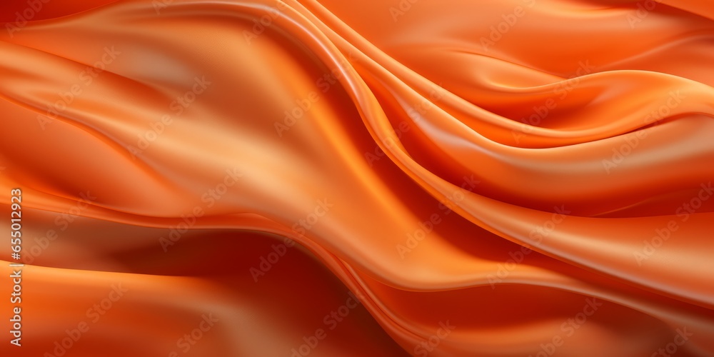 Fototapeta premium a natural orange silky satin fabric weave textile texture wallpaper background. soft and smooth. 2:1, 6000x3000 pixel. Generative AI