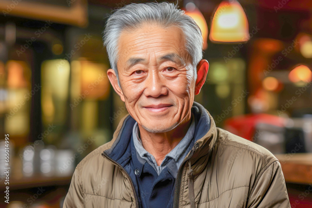 Healthy, good-looking senior Japanese man in his seventies, smiling, expressing warmth, positivity and confidence. Healthy, good-looking senior Japanese man in his seventies, smiling, expressing warmth, positivity and confidence.