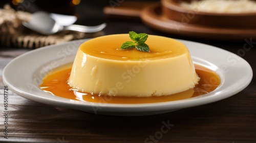 A slice of creamy quesillo, Venezuelanstyle flan, captivates with its velvety texture and caramelized top. This traditional dessert is a smooth custard made from condensed milk, eggs, and photo