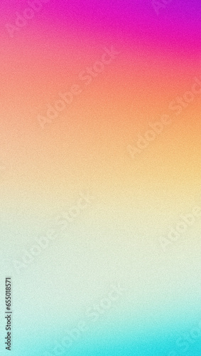 Abstract orange teal green pink blurred grainy gradient background noise texture effect vertical frame copy space