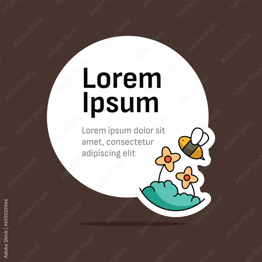 Fototapeta premium Bee with flower card design. Template design