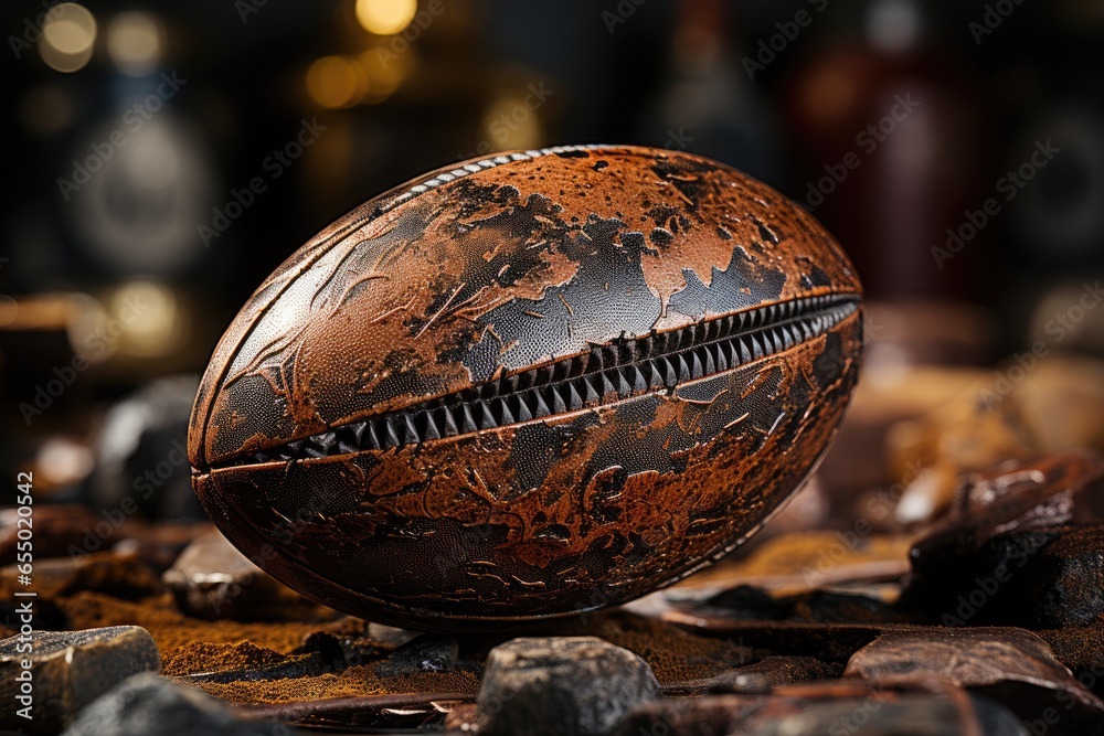 Macro Photography The Fascinating World of a Rugby Ball Up Close Stock